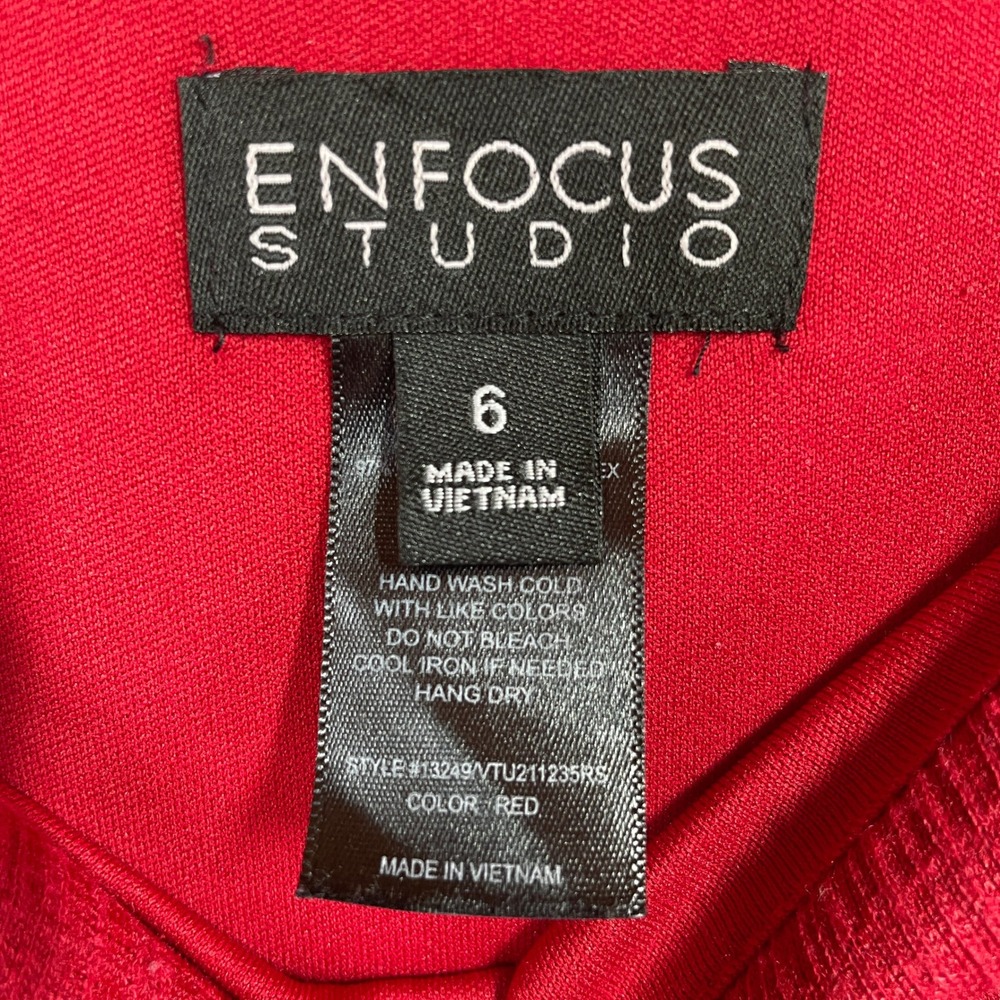 Enfocus Studio Dress 6 Red Textured Tiered Button Detail Sleeveless Sheath - Picture 2 of 7